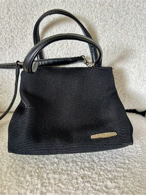 Nine West black woven fabric mini bag
